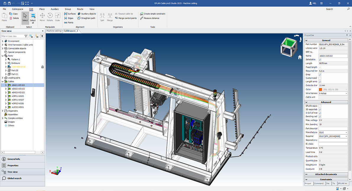 Eplan progettazione percorso cavi preassemblati cablaggio macchine armadio elettrico