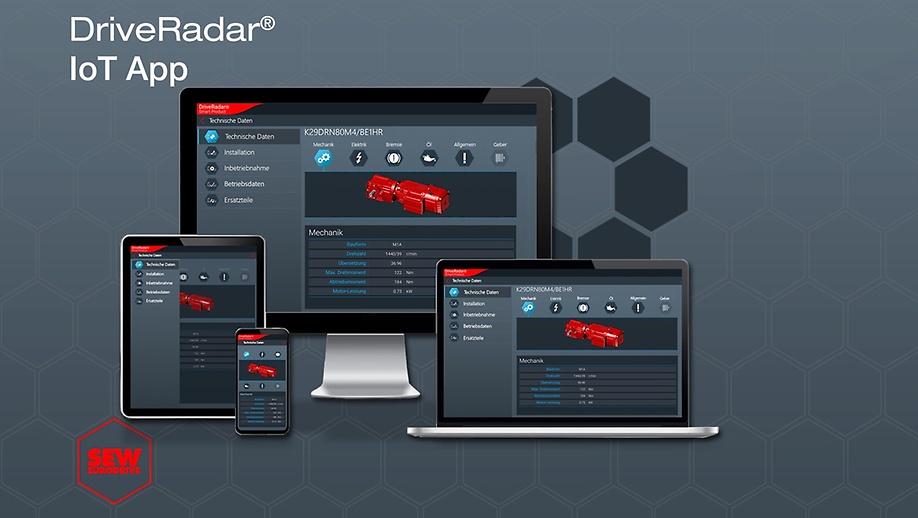 SEW Eurodrive manutenzione predittiva SaaS DriveRadar motori azionamenti IoT app