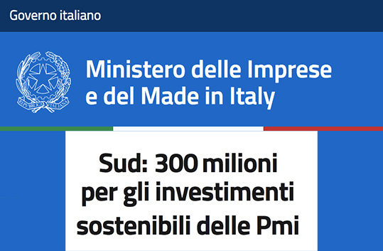 Mimit 300 milioni investimenti sostenibili 4.0 PMI del Sud