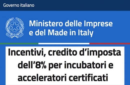 Mimit credito d'imposta incubatori acceleratori