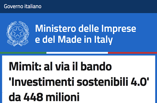 Mimit bando investimenti sostenibili 4.0