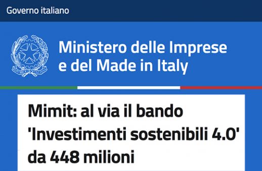Mimit bando investimenti sostenibili 4.0 Regioni del Sud