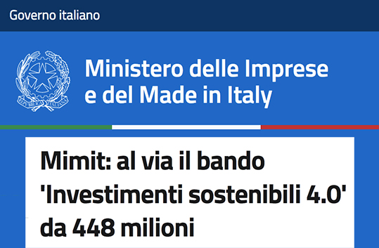 Mimit bando investimenti sostenibili 4.0 Regioni del Sud